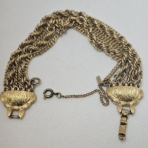 Vintage Monet Multi Chain Bracelet Gold Tone Jewelry